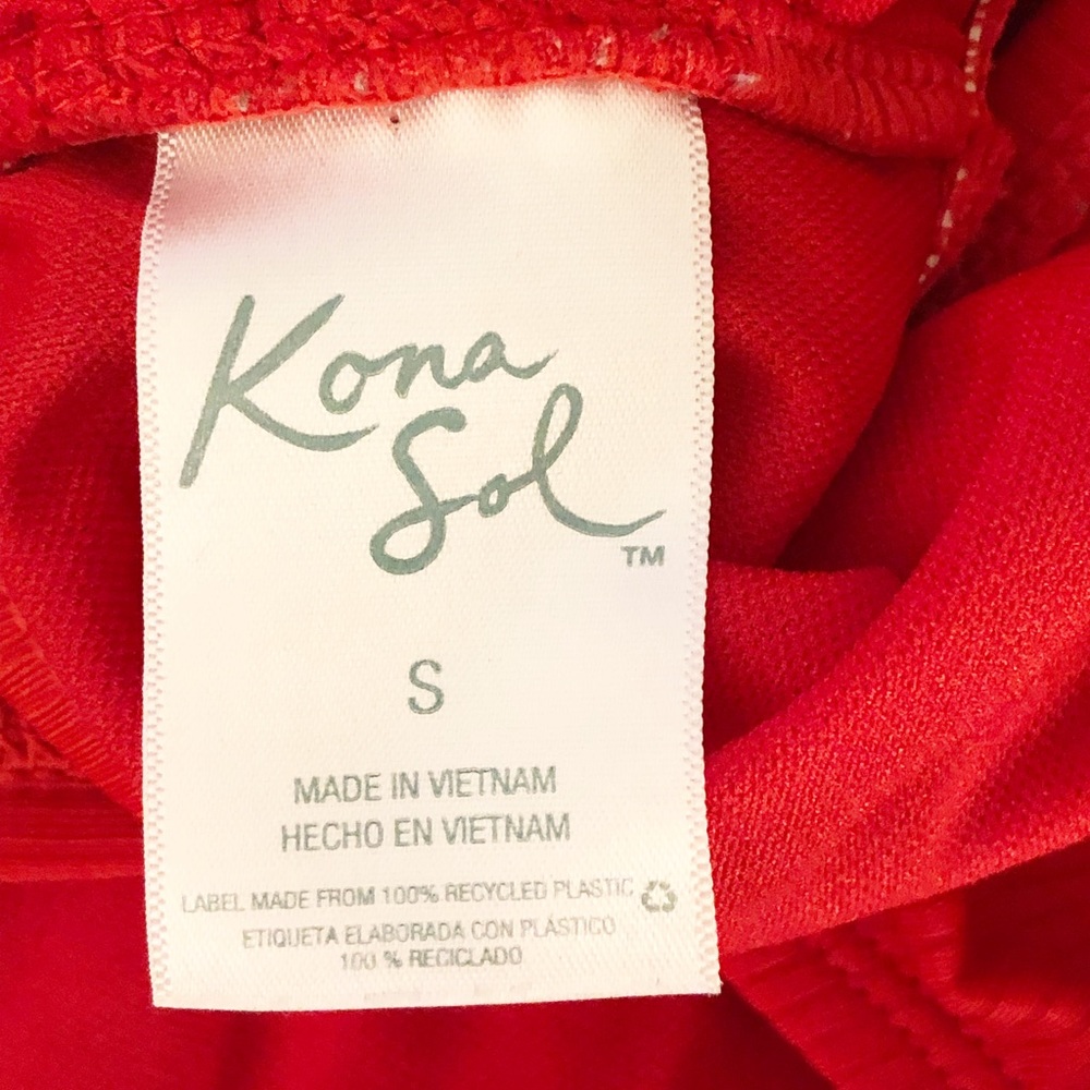 Kona Sol Red Cutout 1 Piece Ribbed Swimsuit - Picture 5 of 11